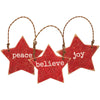 Joy Peace Believe Rustic Slat Ornament Set