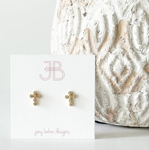 Golden Cross Studs: Cz
