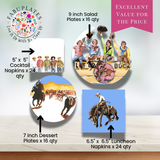 "Giddy Up Goodness" 80 Pc Paper Plate & Napkin Set or Separates: 80 Pc Set in Reusable Bag