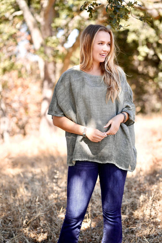 Everly Linen Blouse - Green