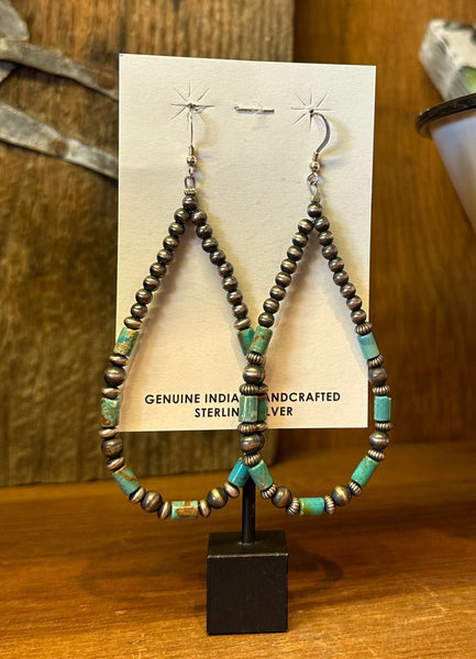 Stacked Navajo Pearl & Turquoise Earrings