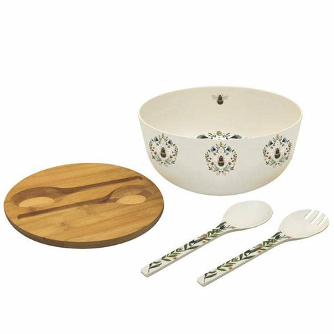 Bamboo Bee Salad Bowl Set
