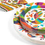 "Joyful Otomi" 80 Pc Paper Plate & Napkin Set or Separates: 80 Pc Set in Reusable Bag