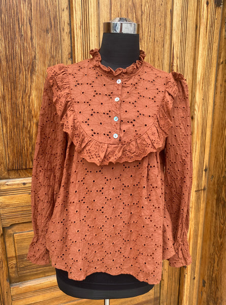 Rust Long Sleeve Blouse